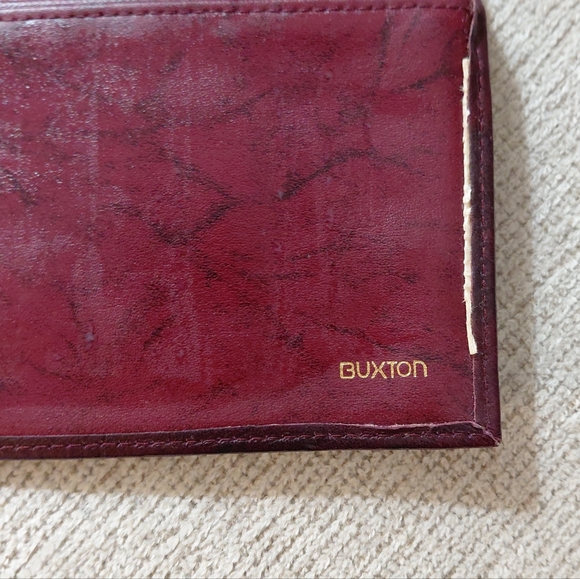Buxton Heiress Burgundy Wallet  Marbled Leather Women's Tri-fold Wallet - Picture 7 of 10